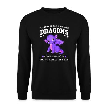 Drache Drachen magische Kreatur Geschenk - Unisex Pullover - Schwarz - Vorne - Alina (178cm) & Michal (187cm)