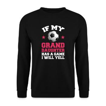 Fußball Oma Enkelin Fußball Oma Sport Geschenk - Unisex Pullover - Schwarz - Vorne - Alina (178cm) & Michal (187cm)