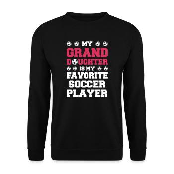 Fußball Oma Enkelin Fußball Oma Sport Geschenk - Unisex Pullover - Schwarz - Vorne - Alina (178cm) & Michal (187cm)