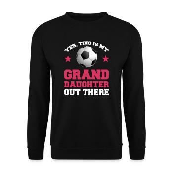 Fußball Oma Enkelin Fußball Oma Sport Geschenk - Unisex Pullover - Schwarz - Vorne - Alina (178cm) & Michal (187cm)