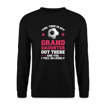 Fußball Oma Enkelin Fußball Oma Sport Geschenk - Unisex Pullover - Schwarz - Vorne - Alina (178cm) & Michal (187cm)