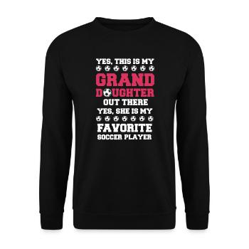 Fußball Oma Enkelin Fußball Oma Sport Geschenk - Unisex Pullover - Schwarz - Vorne - Alina (178cm) & Michal (187cm)