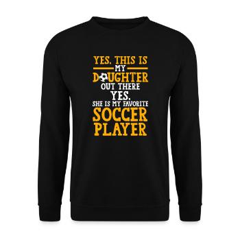 Soccer Mom Tochter Soccer Mom Sport Geschenk - Unisex Pullover - Schwarz - Vorne - Alina (178cm) & Michal (187cm)