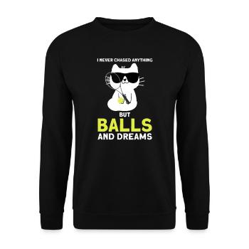 Tennis Katze Tennis Sport Geschenk - Unisex Pullover - Schwarz - Vorne - Alina (178cm) & Michal (187cm)