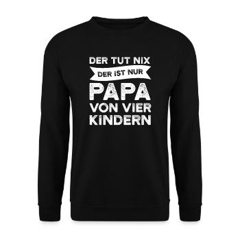 Papa 4 Kinder Vater Geschenk - Unisex Pullover - Schwarz - Vorne - Alina (178cm) & Michal (187cm)