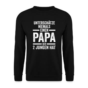 Papa 2 Söhne Vater Geschenk - Unisex Pullover - Schwarz - Vorne - Alina (178cm) & Michal (187cm)