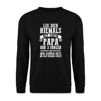 Papa 3 Söhne Papa von 3 Söhnen Geschenk - Unisex Pullover - Schwarz - Vorne - Alina (178cm) & Michal (187cm)