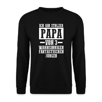 Papa 3 Söhne Papa von 3 Söhnen Geschenk - Unisex Pullover - Schwarz - Vorne - Alina (178cm) & Michal (187cm)