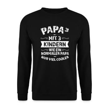 Papa 3 Kinder Papa von 3 Kindern Geschenk - Unisex Pullover - Schwarz - Vorne - Alina (178cm) & Michal (187cm)