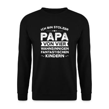 Papa 4 Kinder Papa von 4 Kindern Geschenk - Unisex Pullover - Schwarz - Vorne - Alina (178cm) & Michal (187cm)