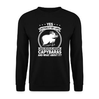 Wasserschwein Wasserschweine Tier Geschenk - Unisex Pullover - Schwarz - Vorne - Alina (178cm) & Michal (187cm)