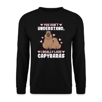 Wasserschwein Wasserschweine Tier Geschenk - Unisex Pullover - Schwarz - Vorne - Alina (178cm) & Michal (187cm)