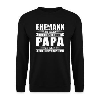 Ehemann Papa Ehemänner Geschenk - Unisex Pullover - Schwarz - Vorne - Alina (178cm) & Michal (187cm)