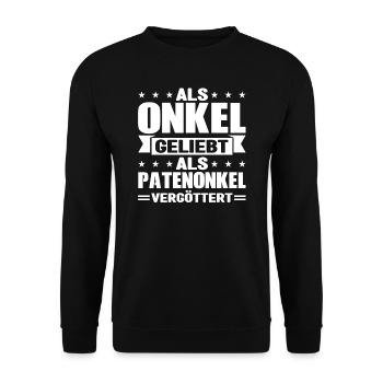 Onkel Patenonkel Taufpate Geschenk - Unisex Pullover - Schwarz - Vorne - Alina (178cm) & Michal (187cm)