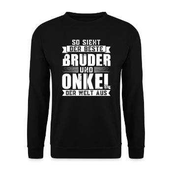 Bruder Onkel Brüder Geschenk - Unisex Pullover - Schwarz - Vorne - Alina (178cm) & Michal (187cm)