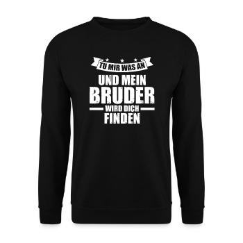 Schwester Bruder Brüder Geschenk - Unisex Pullover - Schwarz - Vorne - Alina (178cm) & Michal (187cm)