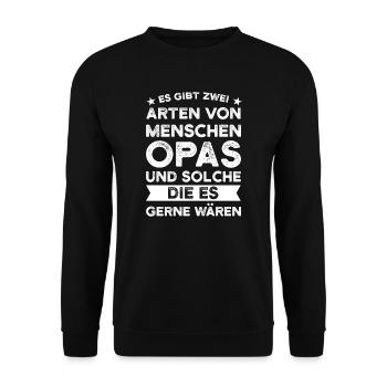 Opa Großvater Enkelkinder Geschenk - Unisex Pullover - Schwarz - Vorne - Alina (178cm) & Michal (187cm)