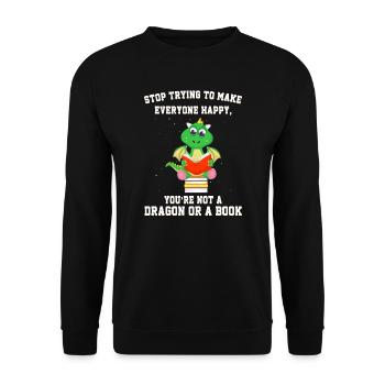 Drache Drache und Buch Drachenliebhaber Geschenk - Unisex Pullover - Schwarz - Vorne - Alina (178cm) & Michal (187cm)