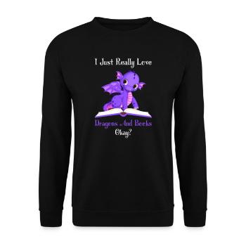Drache Drache und Buch Drachenliebhaber Geschenk - Unisex Pullover - Schwarz - Vorne - Alina (178cm) & Michal (187cm)