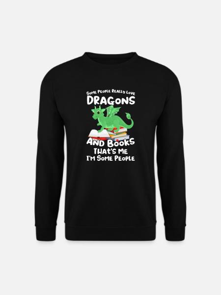 Drache Drache und Buch Drachenliebhaber Geschenk - Unisex Pullover - Schwarz