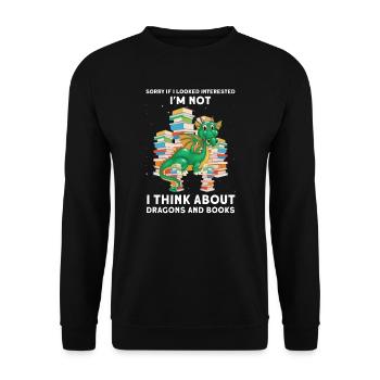 Drache Drache und Buch Drachenliebhaber Geschenk - Unisex Pullover - Schwarz - Vorne - Alina (178cm) & Michal (187cm)