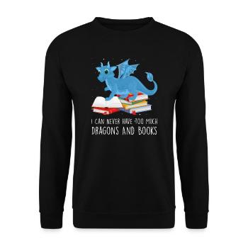 Drache Drache und Buch Drachenliebhaber Geschenk - Unisex Pullover - Schwarz - Vorne - Alina (178cm) & Michal (187cm)