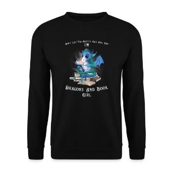 Drache Drache und Buch Drachenliebhaber Geschenk - Unisex Pullover - Schwarz - Vorne - Alina (178cm) & Michal (187cm)