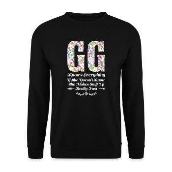 Großmutter GG Oma Geschenk - Unisex Pullover - Schwarz - Vorne - Alina (178cm) & Michal (187cm)