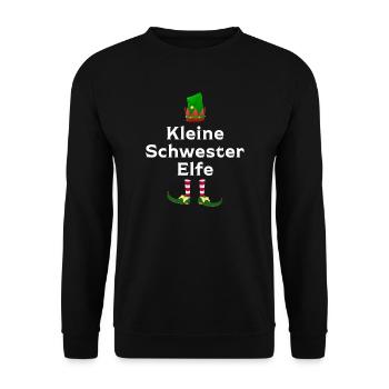 Kleine Schwester Elfe Geschwister Geschenk - Unisex Pullover - Schwarz - Vorne - Alina (178cm) & Michal (187cm)