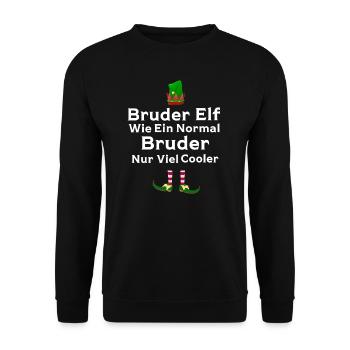 Bruder Elf Geschwister Geschenk - Unisex Pullover - Schwarz - Vorne - Alina (178cm) & Michal (187cm)