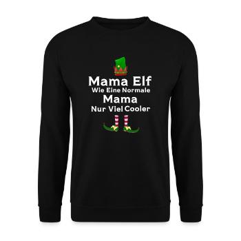 Mutter Elfe Mama Elf Geschenk - Unisex Pullover - Schwarz - Vorne - Alina (178cm) & Michal (187cm)