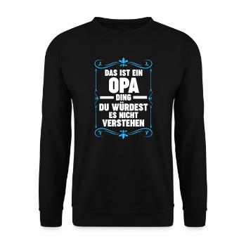 Opa Großvater Großeltern Geschenk - Unisex Pullover - Schwarz - Vorne - Alina (178cm) & Michal (187cm)