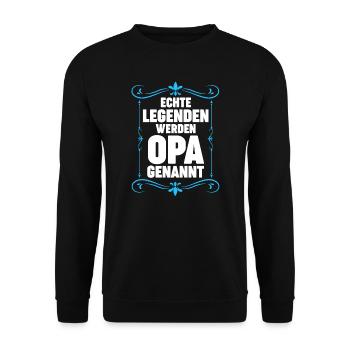 Opa Großvater Großväter Geschenk - Unisex Pullover - Schwarz - Vorne - Alina (178cm) & Michal (187cm)