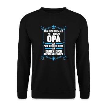 Opa Großvater Enkelkinder Geschenk - Unisex Pullover - Schwarz - Vorne - Alina (178cm) & Michal (187cm)