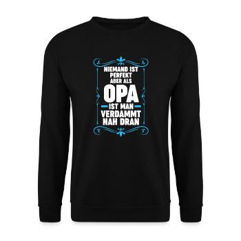 Opa Großvater Enkelkinder Geschenk - Unisex Pullover - Schwarz - Vorne - Alina (178cm) & Michal (187cm)