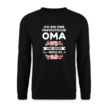 Oma Großmutter Großmütter Geschenk - Unisex Pullover - Schwarz - Vorne - Alina (178cm) & Michal (187cm)
