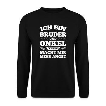 Bruder Onkel Onkels Geschenk - Unisex Pullover - Schwarz - Vorne - Alina (178cm) & Michal (187cm)