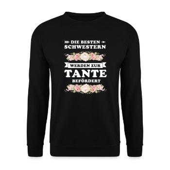Schwester Tante Tanten Geschenk - Unisex Pullover - Schwarz - Vorne - Alina (178cm) & Michal (187cm)