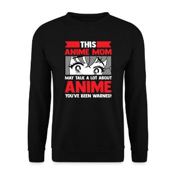 anime merch Anime anime mom Geschenk - Unisex Pullover - Schwarz - Vorne - Alina (178cm) & Michal (187cm)