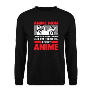 anime merch Anime anime mom Geschenk - Unisex Pullover - Schwarz - Vorne - Alina (178cm) & Michal (187cm)