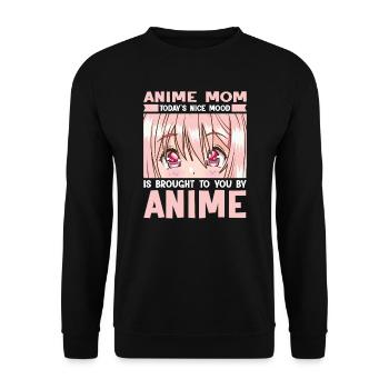 anime merch Anime anime mom Geschenk - Unisex Pullover - Schwarz - Vorne - Alina (178cm) & Michal (187cm)