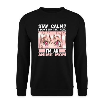 anime merch Anime anime mom Geschenk - Unisex Pullover - Schwarz - Vorne - Alina (178cm) & Michal (187cm)