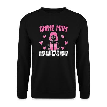 anime merch Anime anime mom Geschenk - Unisex Pullover - Schwarz - Vorne - Alina (178cm) & Michal (187cm)