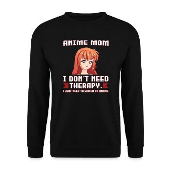 anime merch Anime anime mom Geschenk - Unisex Pullover - Schwarz - Vorne - Alina (178cm) & Michal (187cm)