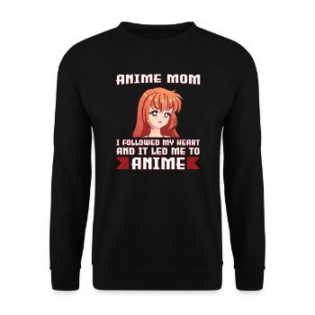 anime merch Anime anime mom Geschenk - Unisex Pullover - Schwarz - Vorne - Alina (178cm) & Michal (187cm)
