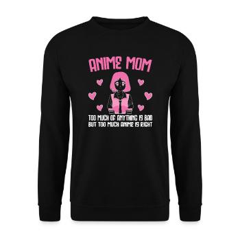 anime merch Anime anime mom Geschenk - Unisex Pullover - Schwarz - Vorne - Alina (178cm) & Michal (187cm)