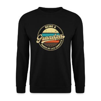 grandfather Grandpa grandad Geschenk - Unisex Pullover - Schwarz - Vorne - Alina (178cm) & Michal (187cm)