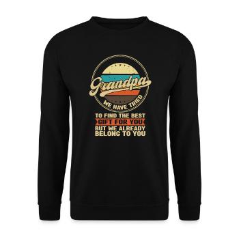 grandfather Grandpa grandad Geschenk - Unisex Pullover - Schwarz - Vorne - Alina (178cm) & Michal (187cm)