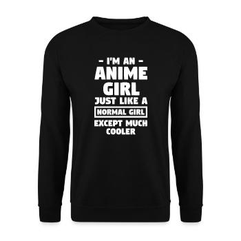 Anime girl Anime Anime Merch Geschenk - Unisex Pullover - Schwarz - Vorne - Alina (178cm) & Michal (187cm)
