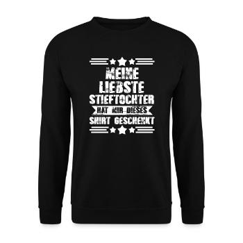 Stiefvater Familie Stiefpapa Geschenk - Unisex Pullover - Schwarz - Vorne - Alina (178cm) & Michal (187cm)